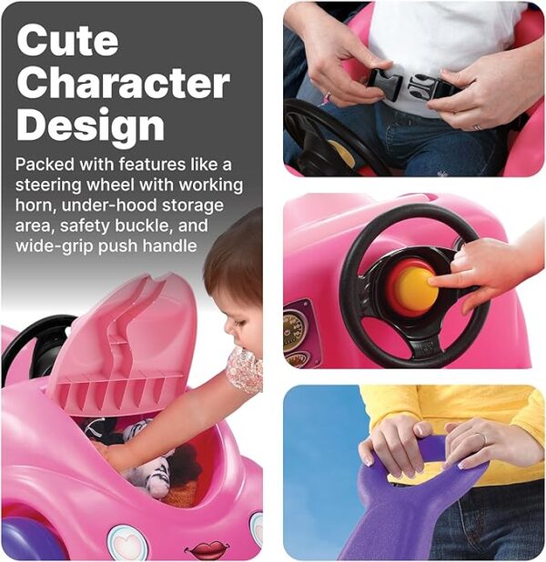 Step2 Push Around Buggy Kids Push Car, Ride On Toy, Stroller Substitute, Includes Seat Belt & Horn, Made of Durable Plastic, Max Weight 50 lbs., For Toddlers 1.5-4 Years Old, Pink - Image 4