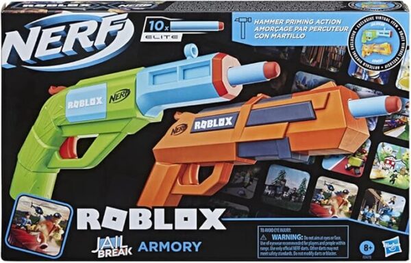 Nerf Roblox Jailbreak: Armory, Includes 2 Hammer-Action Blasters, 10 Elite Darts, Code to Unlock in-Game Virtual Item - Image 4