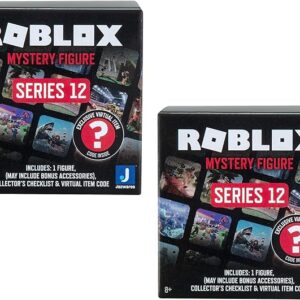 Roblox Action Figure Mystery Blind Box, 2-Pack - Series 12 - Mix & Match Collectible Minifigures & Accessories w/Exclusive Virtual Item Code - Gift for Kids - 8+