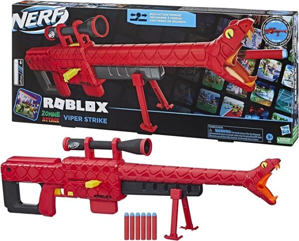 NERF Roblox Zombie Attack: Viper Strike Sniper-Inspired Blaster with Scope, Code for Exclusive Virtual Item - Image 3