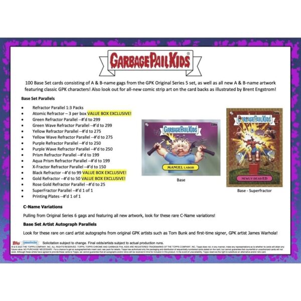 Topps 2023 Garbage Pail Kids Chrome Value Box - Image 2